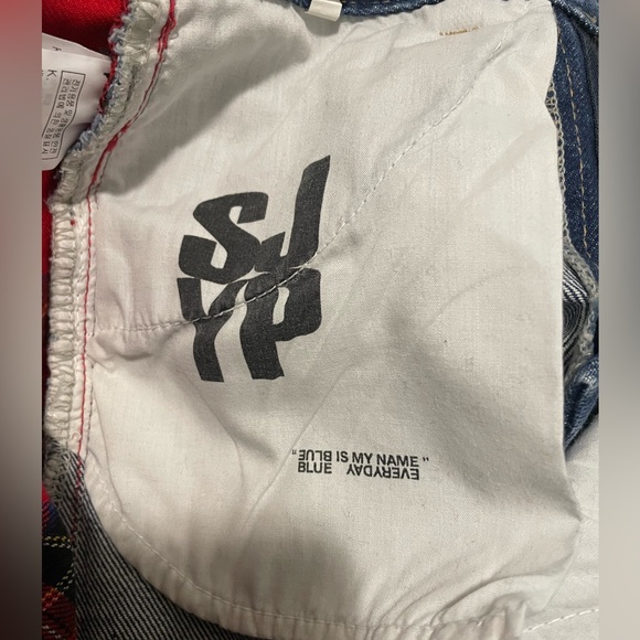 SJYP back check mix jeans, XS/US 25, brand new - Picture 8 of 10